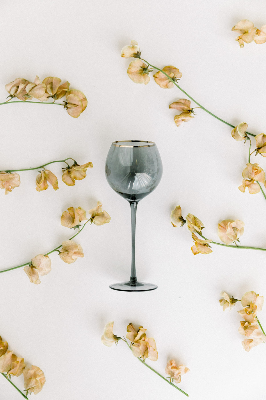 Siren White Wine Goblets – Charcoal with Gold Rim (Set of 4)