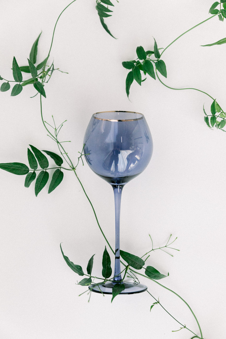 Siren White Wine Goblets – Atlantic Blue with Gold Rim (Set of 4)
