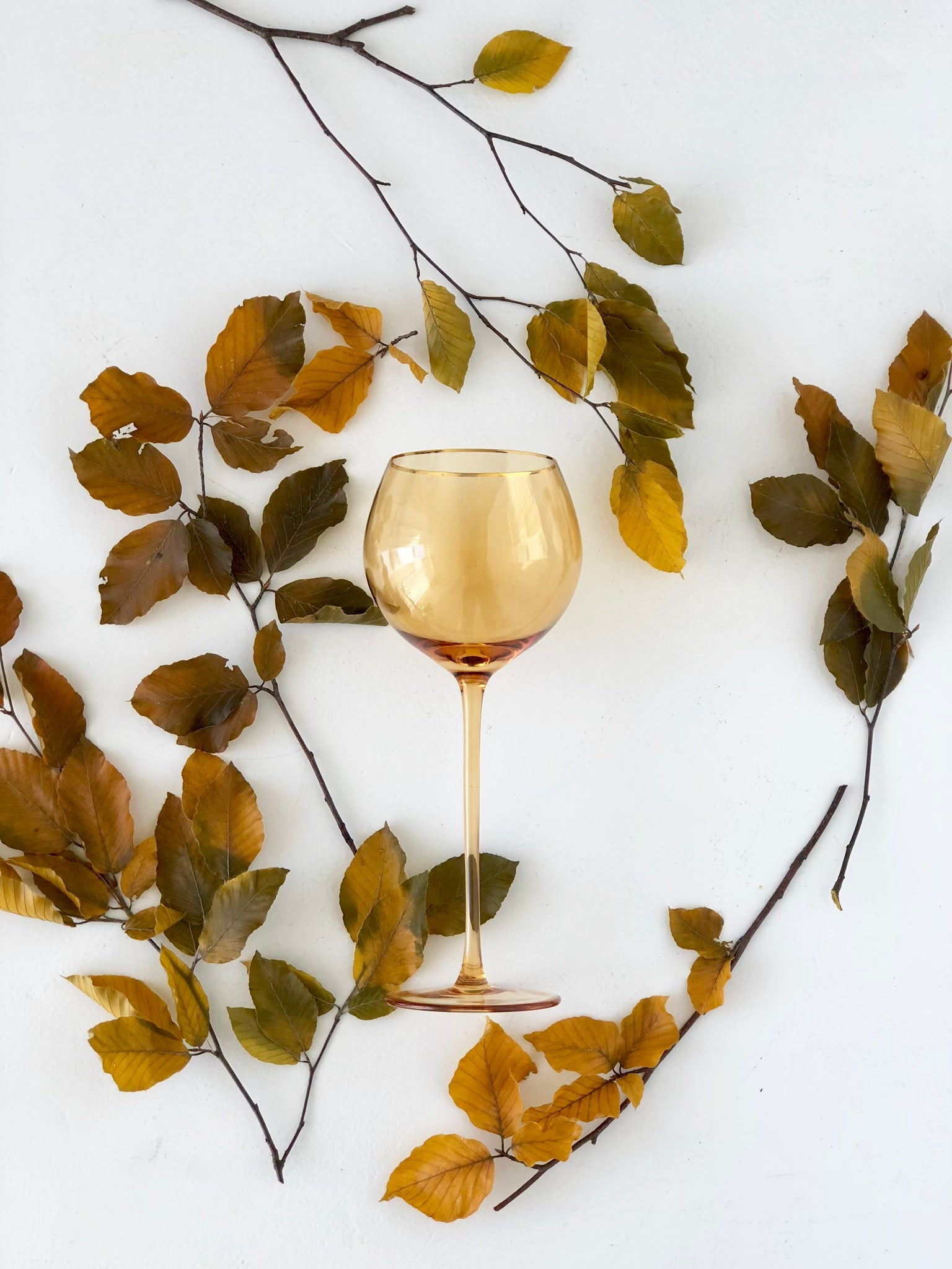 Siren White Wine Goblets – Marigold with Gold Rim (Set of 4)