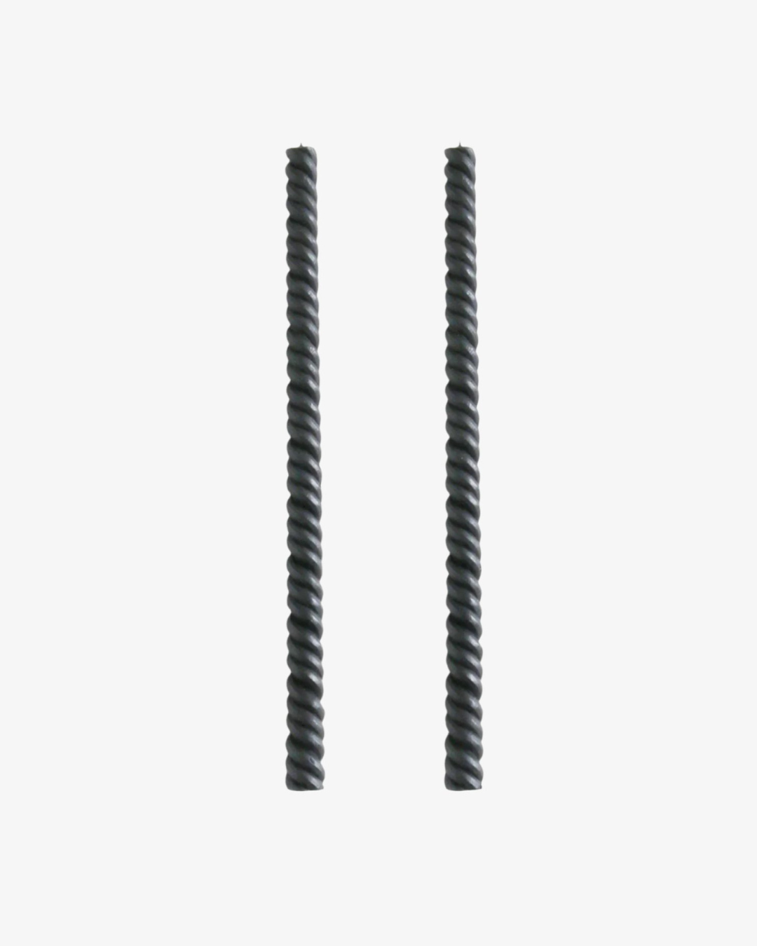 Slate helix taper candle in deep grey made of 100% beeswax, set of 2