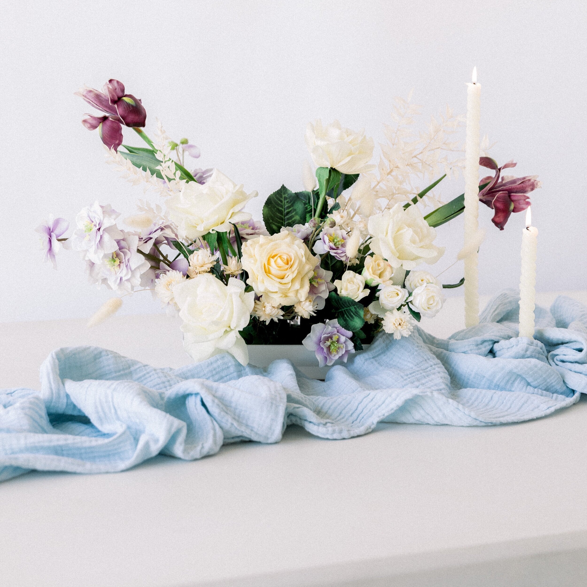 Organic Cotton Table Runner – Tuscan Blue