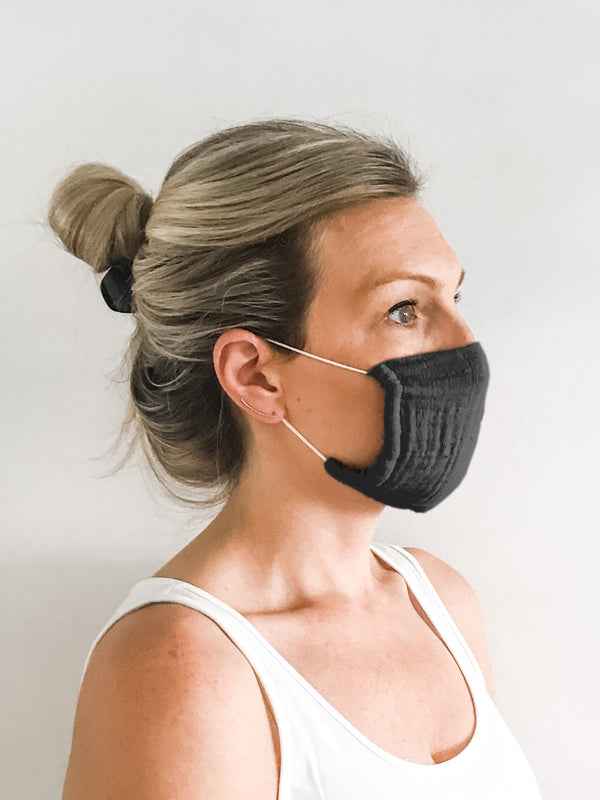 ORGANIC COTTON FACE MASKS // SET OF 4 IN CHARCOAL
