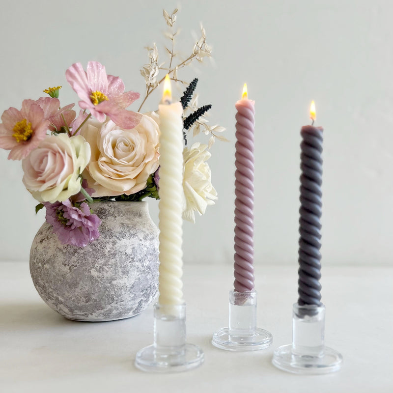 HELIX TAPERS set of 6 // SMOKED LILAC, CATHEDRAL, SLATE