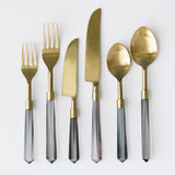 PRISM FLATWARE // 6 PIECE SET IN CHARCOAL + GOLD