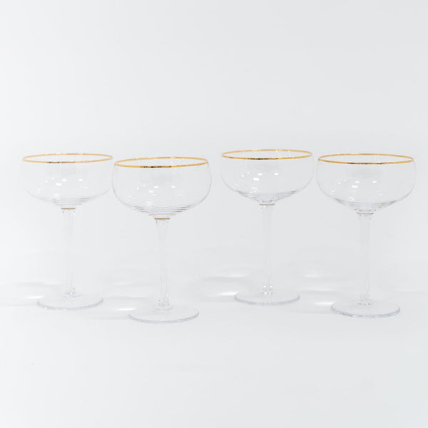 SIREN STEMWARE // CHAMPAGNE COUPE IN CLEAR + GOLD