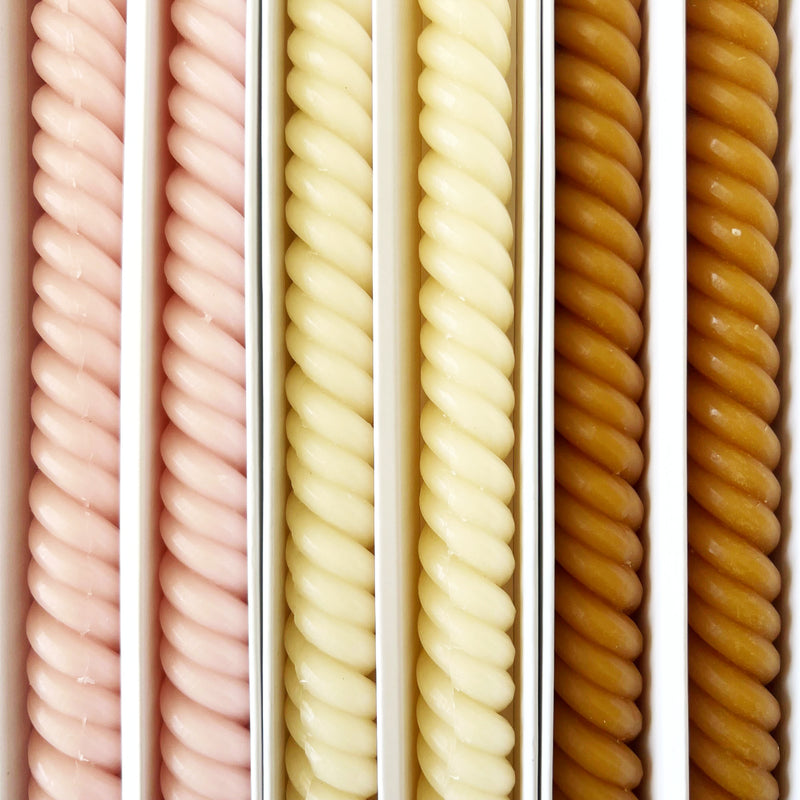 HELIX TAPERS set of 6 // ROSEWATER, CATHEDRAL, ORO